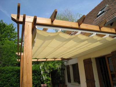 pergola bois velum